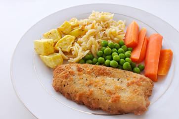 Hoki fish fillet dish