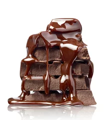 Fotobehang chocolade zoet voedsel dessert stapel siroop © Lumos sp