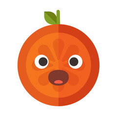 Scream emoji. Screaming orange fruit emoji. Vector flat design emoticon icon isolated on white background.