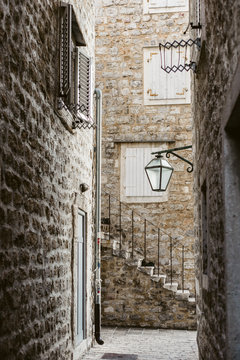 Streets of old town Budva,Montenegro