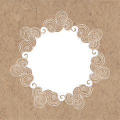 Round waves ornamental design element isolated on kraft paper. Vector illustration for invitation, greeting cards with place for text.
