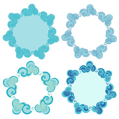 Four round waves ornamental design element isolated on white background. Color vector illustration for invitation, greeting cards, print and other items.