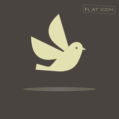Light bird on black, flat icon vector illustration