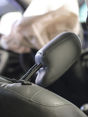 Car interior with the opened air bag