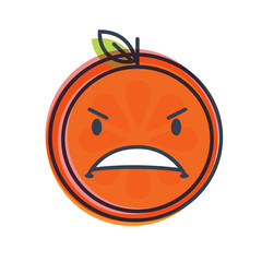Furious face emoji. Furious orange fruit emoji. Vector flat design emoticon icon isolated on white background.