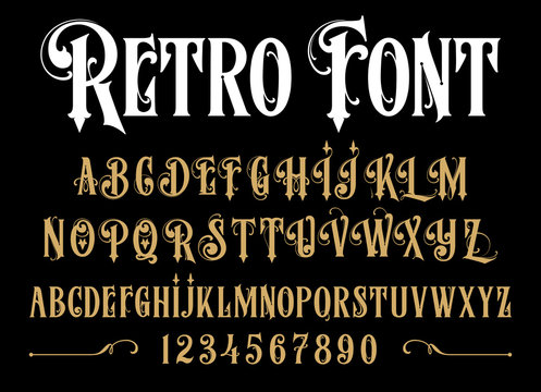 Vector retro alphabet. Vintage font. Typography for labels, headlines, posters etc. 