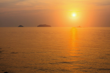 Sea surface in sunset light.