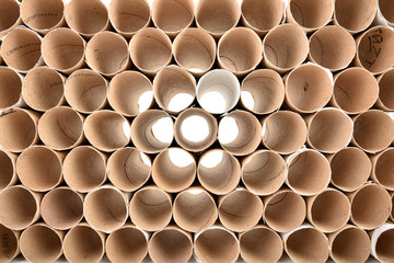 Toilet paper roll's brown paper cores
