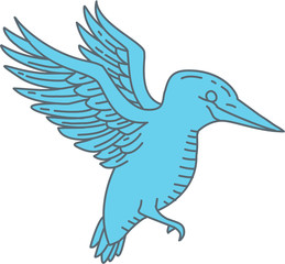 Kingfisher Flying Mono Line