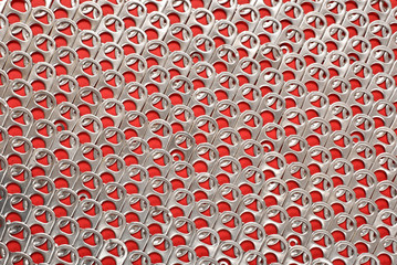 Wallpaper and background from recyclable soda can aluminum pull ring