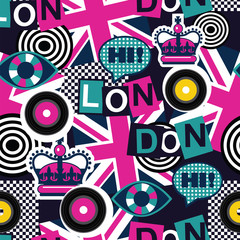 Naklejki  londyn muzyczny pop-art bez szwu wzór