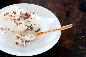 homemade ice cream cake with vanilla and chocolate