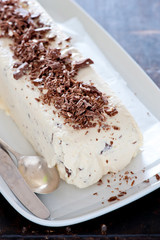 homemade ice cream cake with vanilla and chocolate