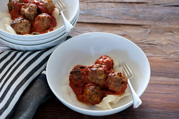 homemade meal with oriental meatballs