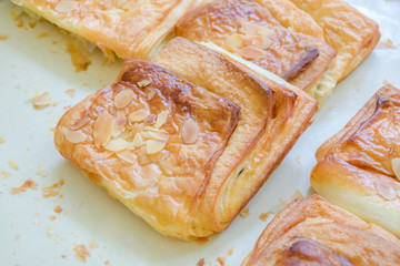 Tasty croissants with white background