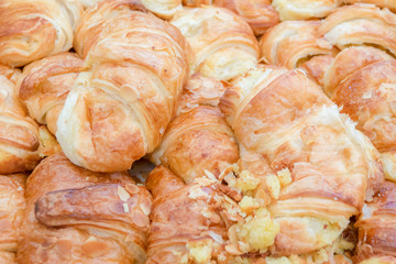 Tasty croissants with white background