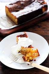 fresh baked lemon cake on wooden table