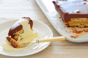 homemade cake with chocolate and peanut butter