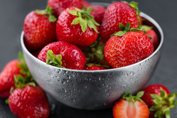 Portion of Strawberries on a slate slab