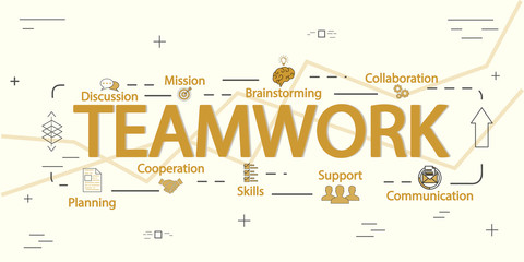 Vector banner flat design in teamwork concept.