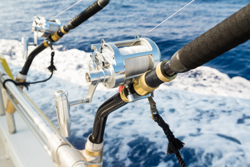 Salt water rod and reel close up