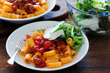 Fresh cooked meal with sausages