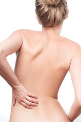 Obraz premium Woman from the back, backache, pain concept