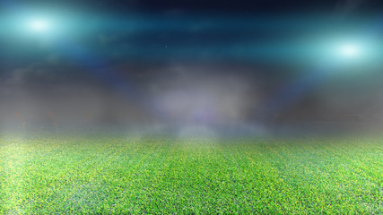 Fototapeta premium soccer field and bright spotlights.