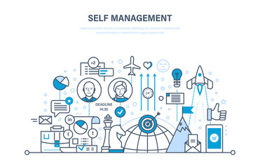 Self management concept. Control, personal growth, emotional intelligence, leadership skills.