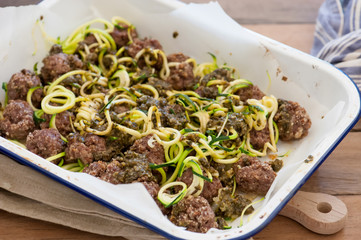 homemade meal with oriental meatballs