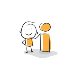 Help information or application help line art icon for apps and websites. Stick man information icon. Strichfiguren / Strichmännchen: Information, Auskunft. (Nr. 4)