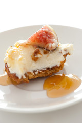 delicious tartlet closeup with fig