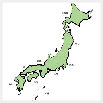 日本・地図・手書き・筆・Map