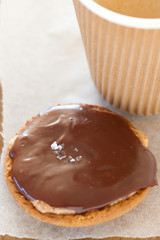 delicious tartlet closeup with chocolat