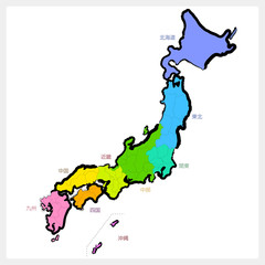 日本・地図・手書き・筆・Map