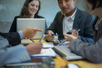 business people working together and discussing project