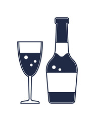 Champagne bottle isolated vector icon. Merry christmas and happy new year symbol illustration.
