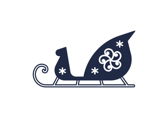 Santa sleigh isolated vector icon. Merry christmas and happy new year symbol illustration.