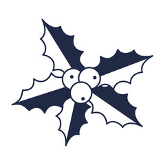 Christmas holly berry isolated vector icon. Merry christmas and happy new year symbol illustration.
