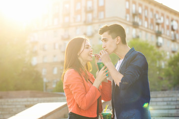 Adolescents in love on a date