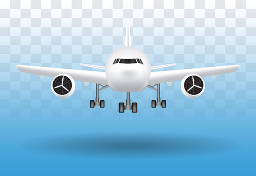 Air Plane Landing On Transparent Background Vector