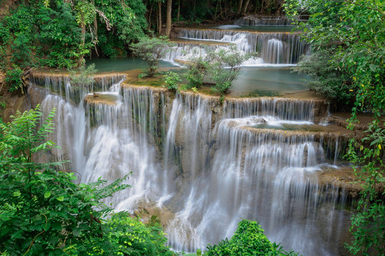 Huay Mae Kamin,Beautiful waterfall landscape in rainforset at Kanchanaburi province,Thailand © sritakoset