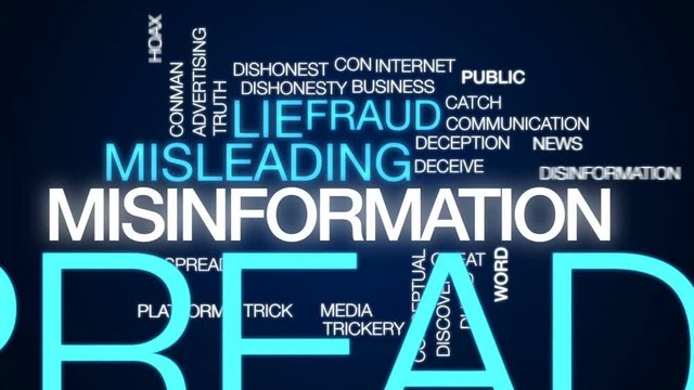 Misinformation animated word cloud, text design animation.