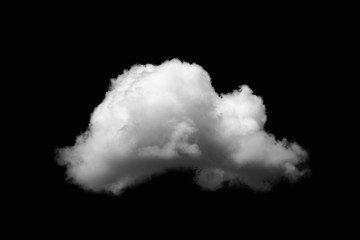 Close-up single white cloud isolated on black, Black and white image
