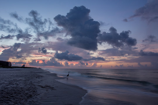 empty beach at sunsent