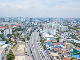 Naklejka na ściany i meble bird eye view of road to Rama Vlll bridge