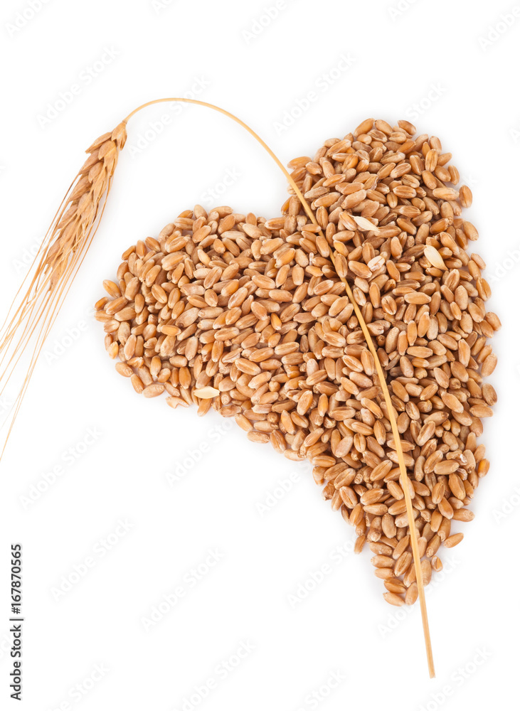 Wall mural heart of grains of wheat with spikelet