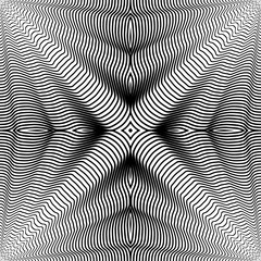 Fototapeta premium Abstract geometric seamless pattern. Black and white background. Vector illustration. Wavy stripes texture.