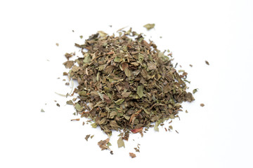 dried peppermint on white