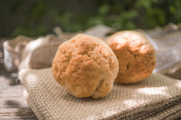 Homemade fresh classic scone on wood background